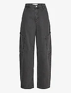 Mid-rise slouchy cargo jeans - OPEN GREY