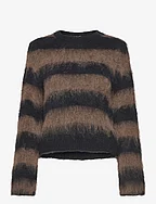 Faux fur knit sweater - BROWN