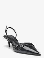 Slingback heeled shoes with buckle - BLACK
