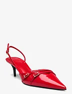 Slingback heeled shoes with buckle - RED