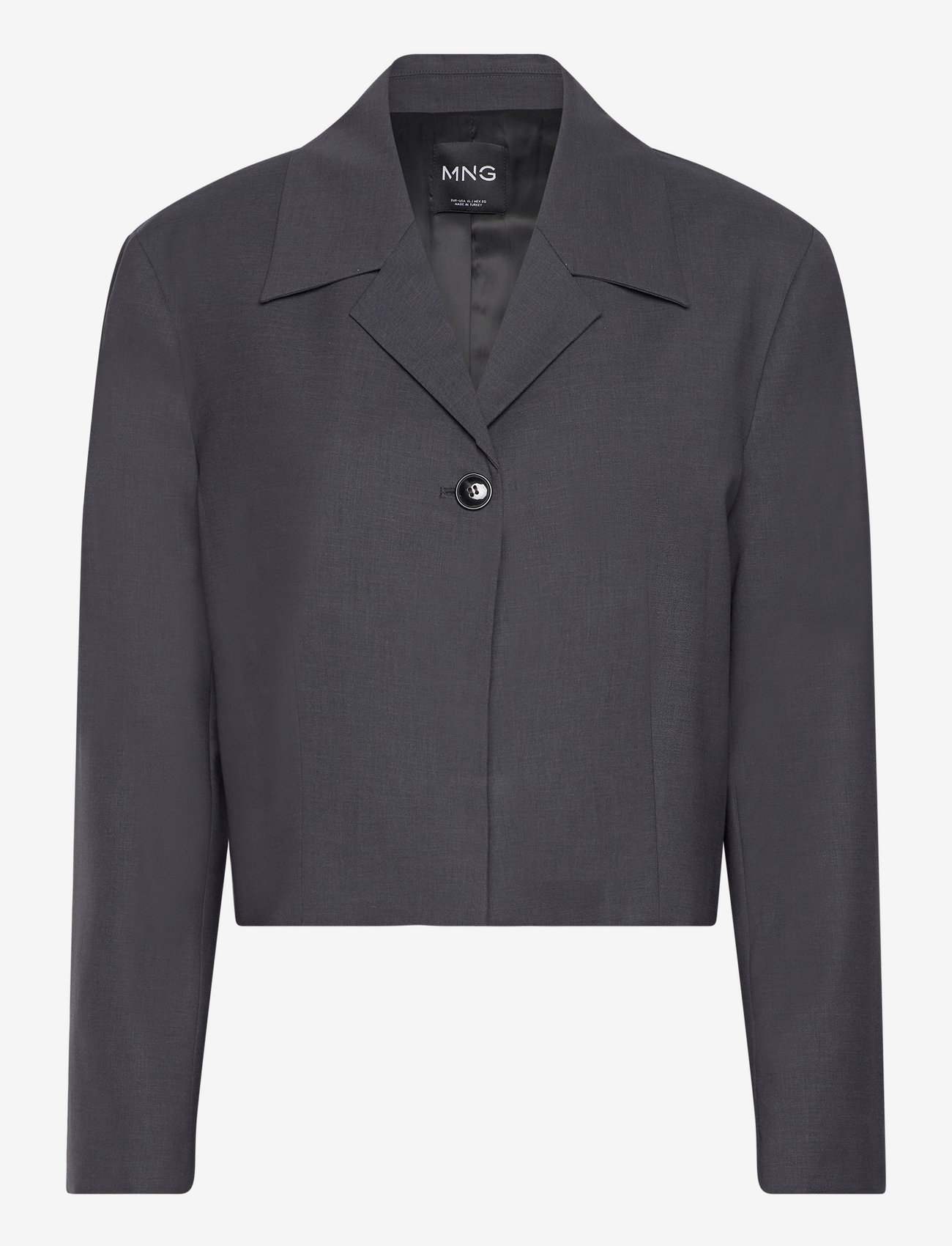 Mango - Cropped wool jacket - korte blazere - grey - 0