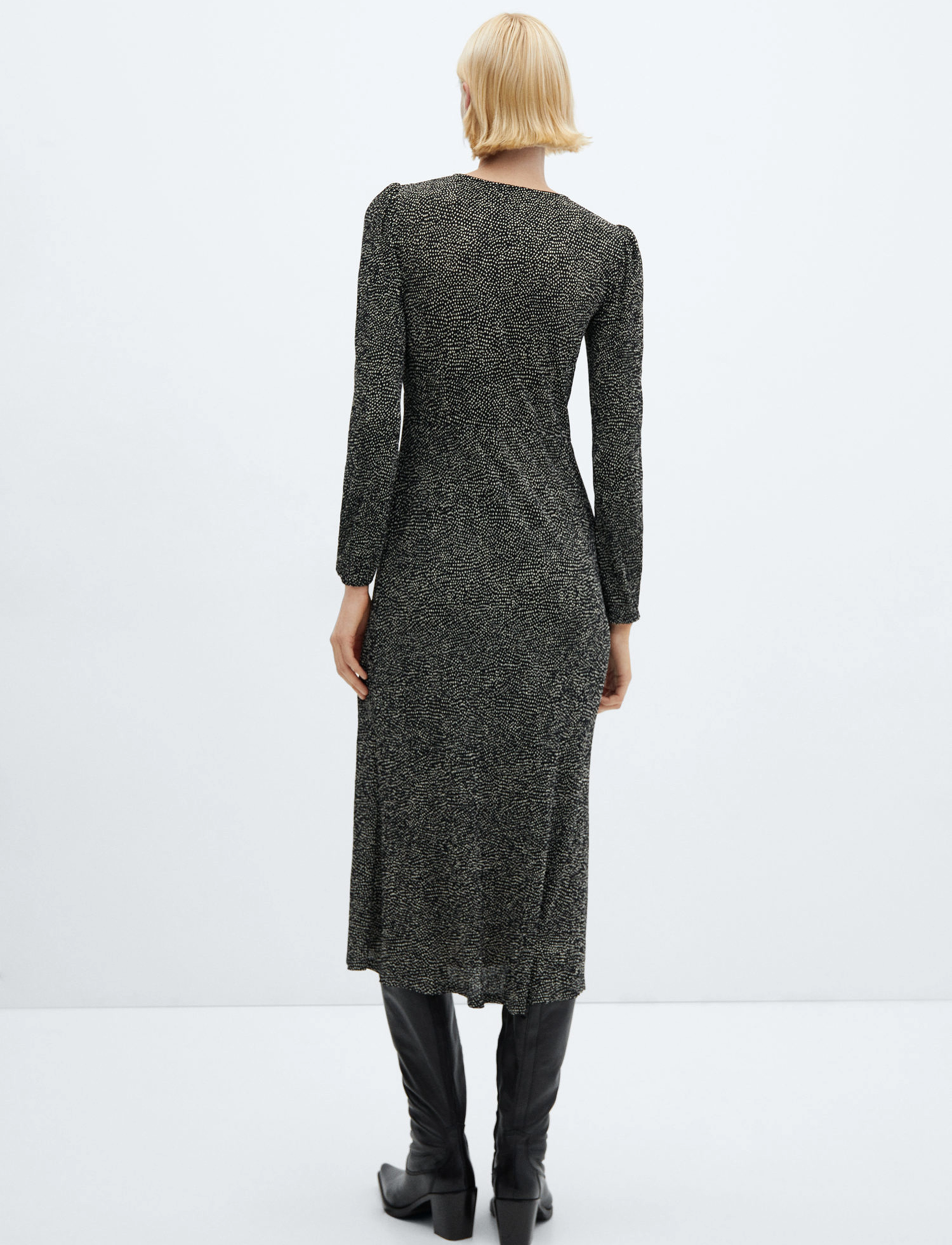 Mango - Printed bow dress - midikleider - black - 3