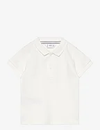 Textured cotton polo shirt - NATURAL WHITE