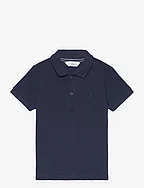 Textured cotton polo shirt - NAVY