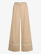 Cotton pleated trousers - MEDIUM BROWN