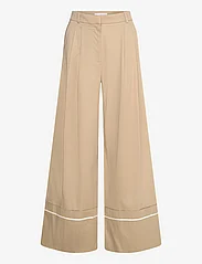 Mango - Cotton pleated trousers - leveälahkeiset housut - medium brown - 1
