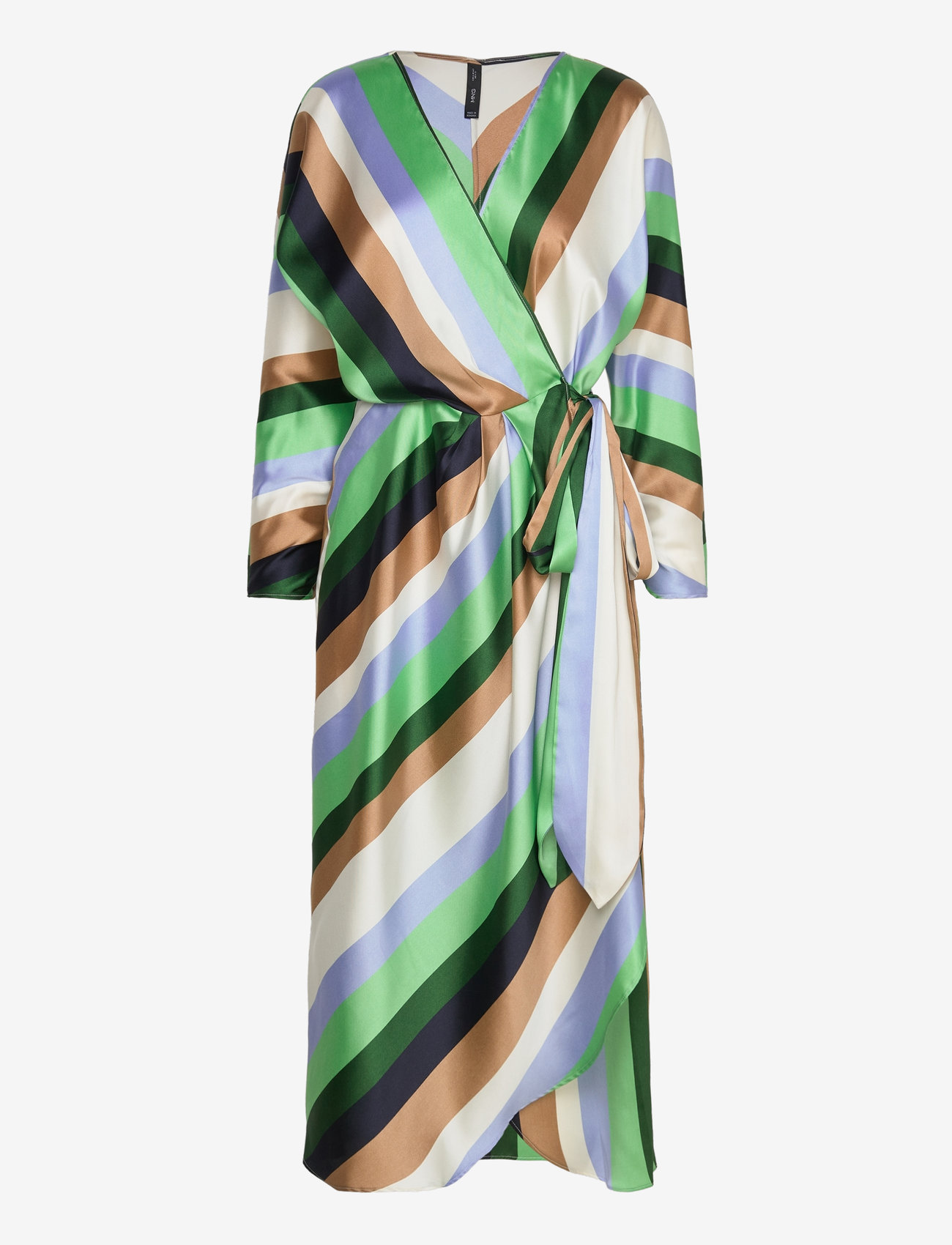 Mango - Striped satin dress - slå-om-kjoler - light beige - 1