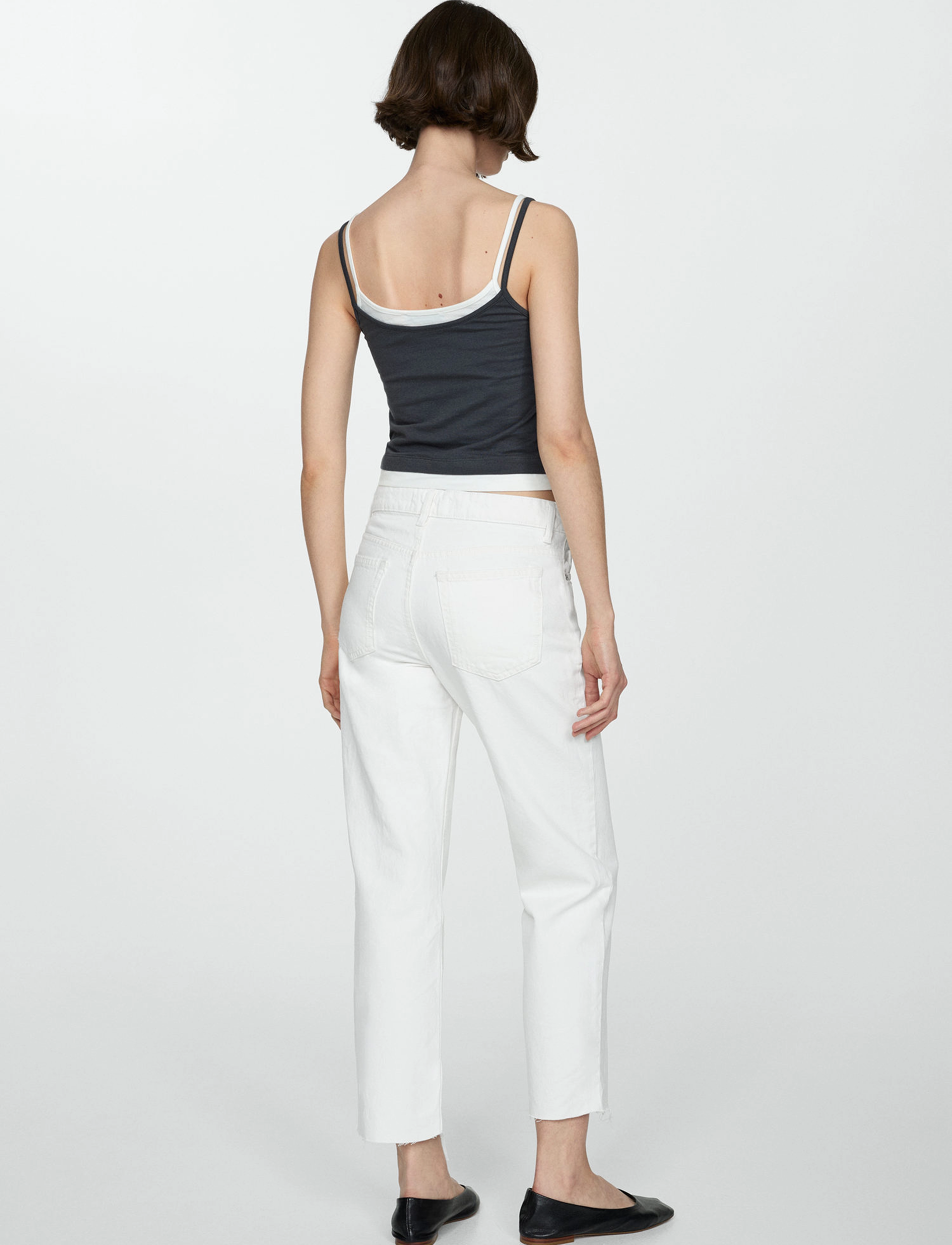 Mango - Straight-fit cropped jeans - white - 3