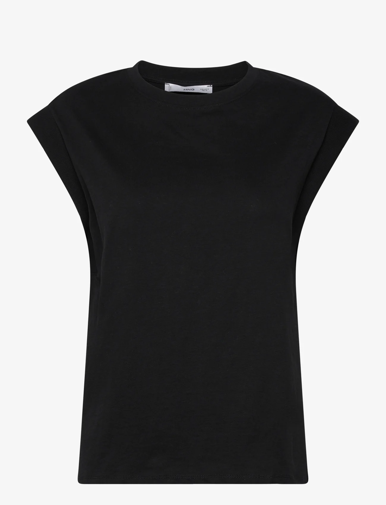 Mango - Rounded neck cotton t-shirt - t-paidat - black - 1