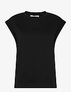 Rounded neck cotton t-shirt - BLACK