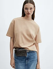 Mango - Oversize cotton T-shirt - t-paidat - light beige - 0