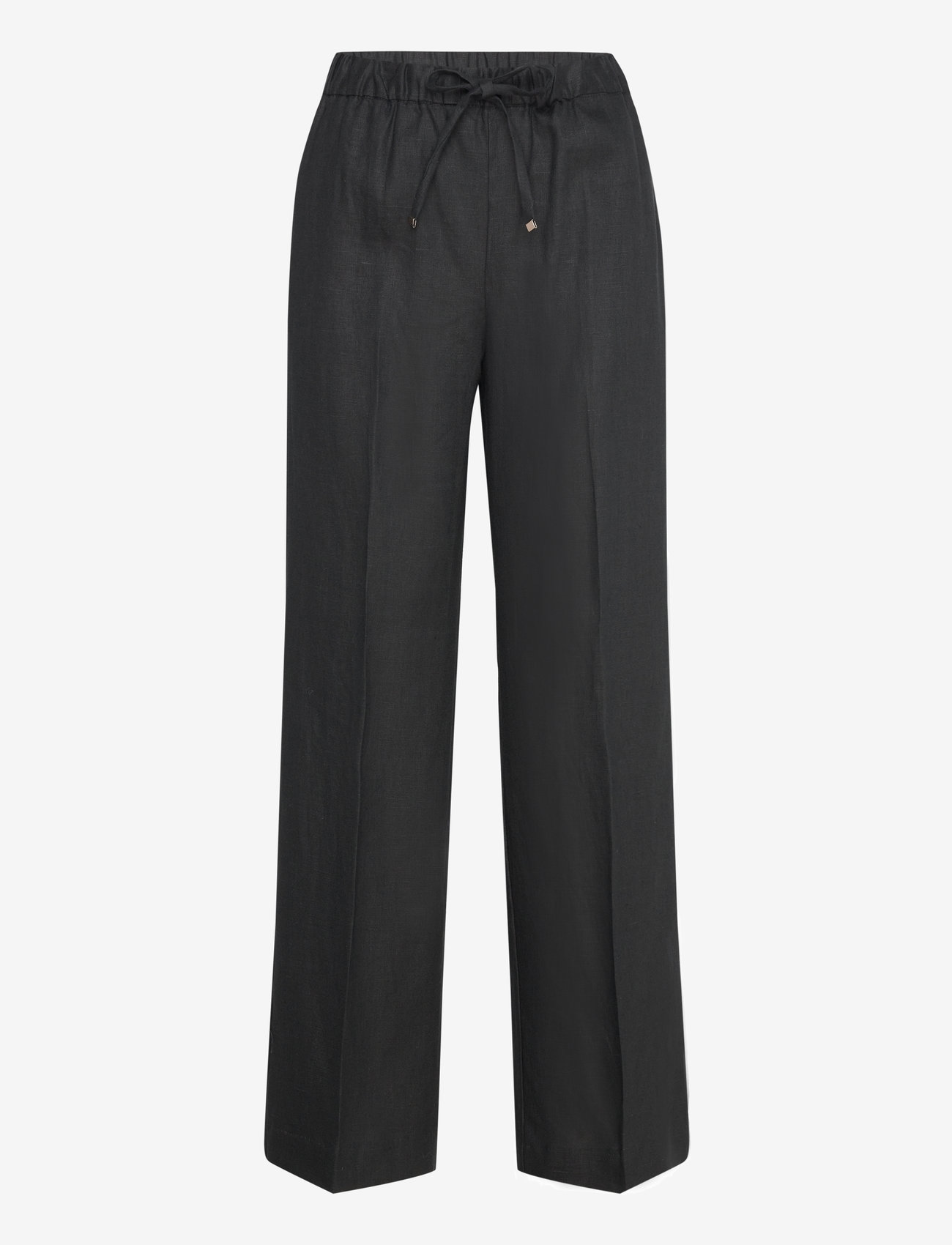 Mango - Linen-blend elastic waist trousers - black - 1