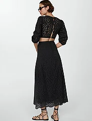 Mango - Embroidered dress with slits - maksimekot - black - 2