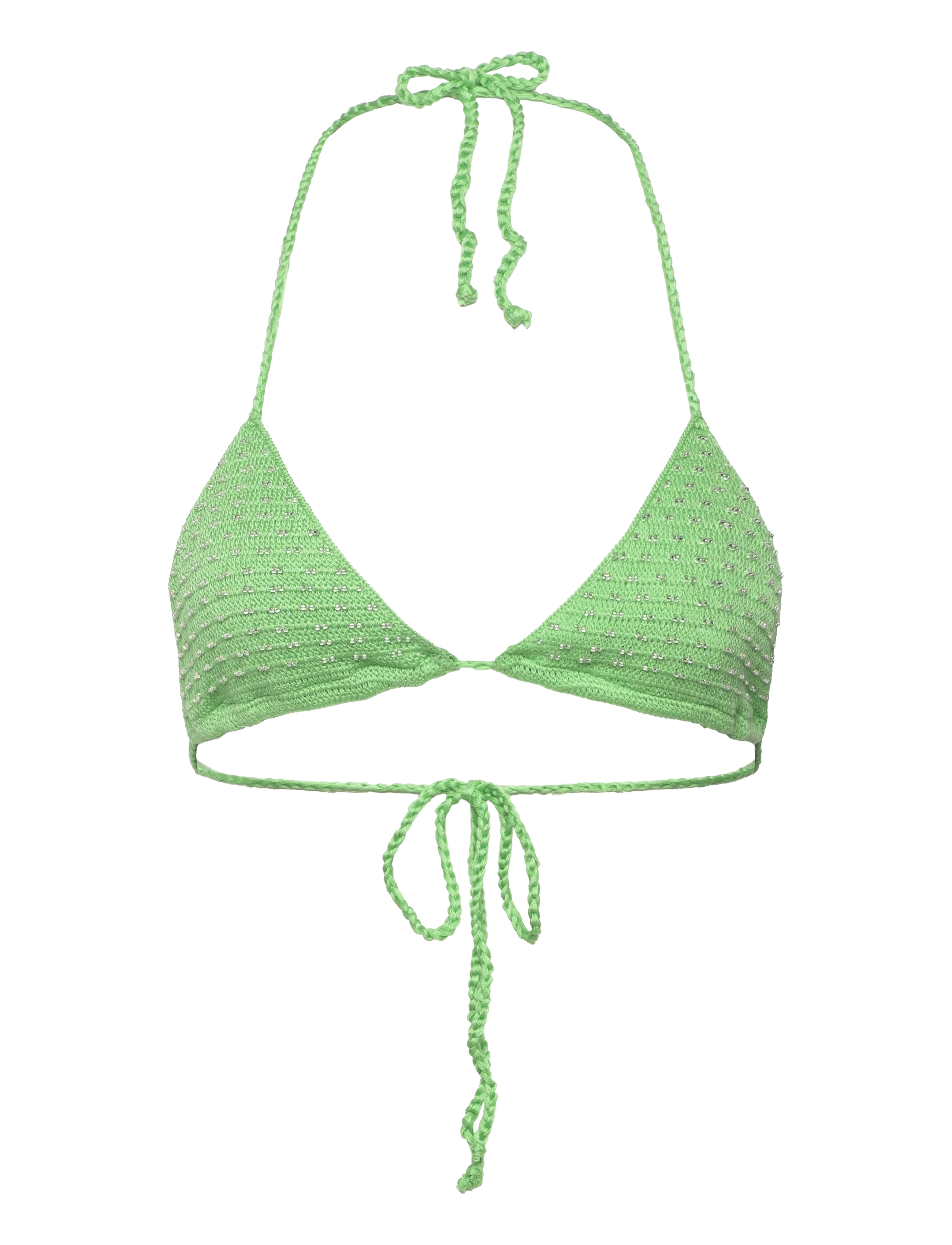 Beaded crochet bikini top - GREEN