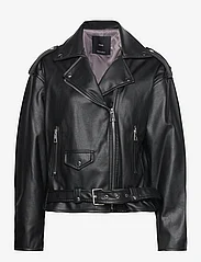 Mango - Leather-effect biker jacket - kevättakit - black - 0