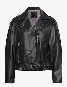 Leather-effect biker jacket, Mango