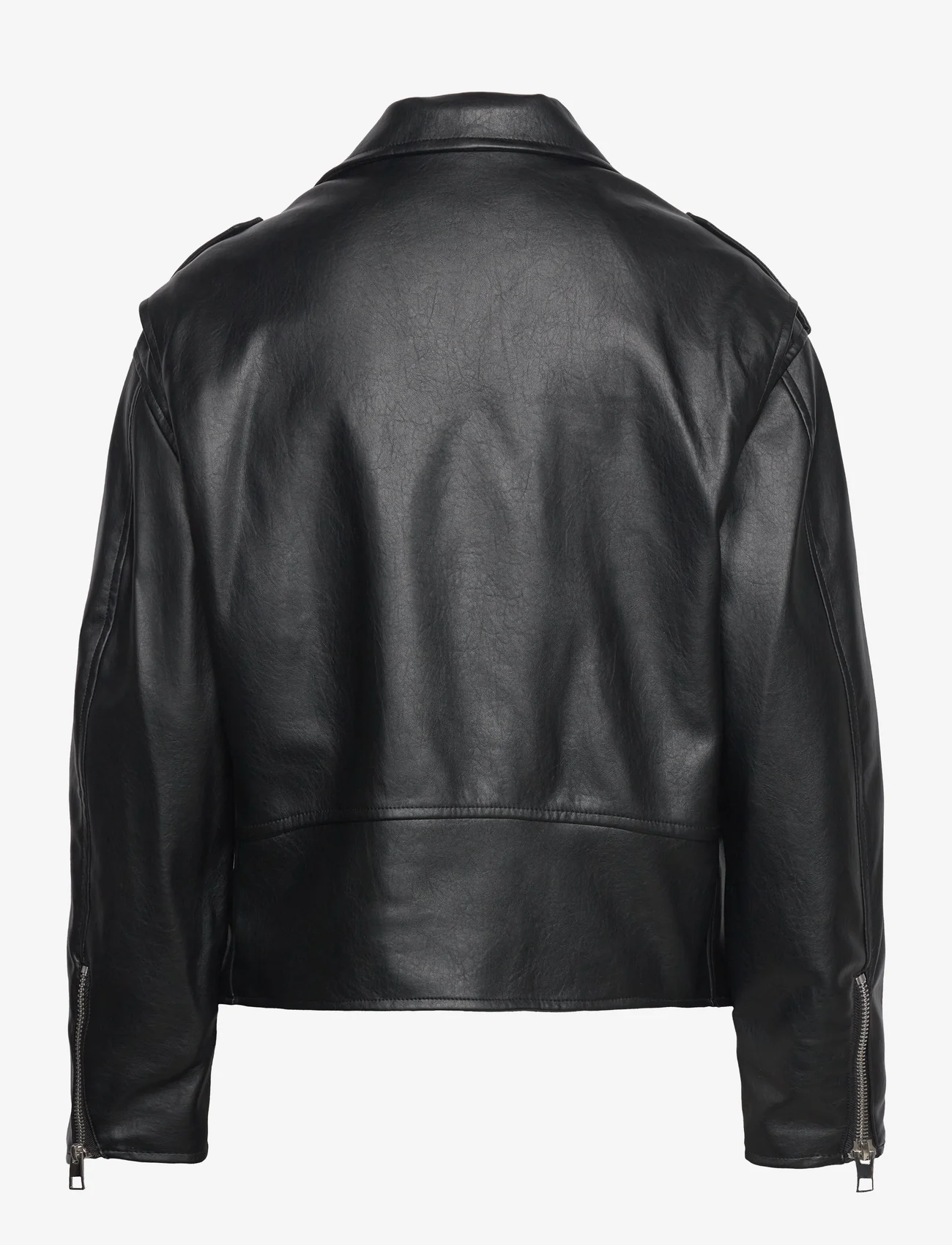Mango - Leather-effect biker jacket - vårjackor - black - 1