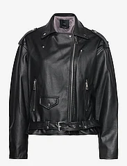Mango - Leather-effect biker jacket - vårjakker - black - 2