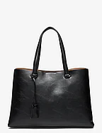 Shopper bag with dual compartment - BLACK