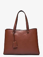 Shopper bag with dual compartment - MEDIUM BROWN
