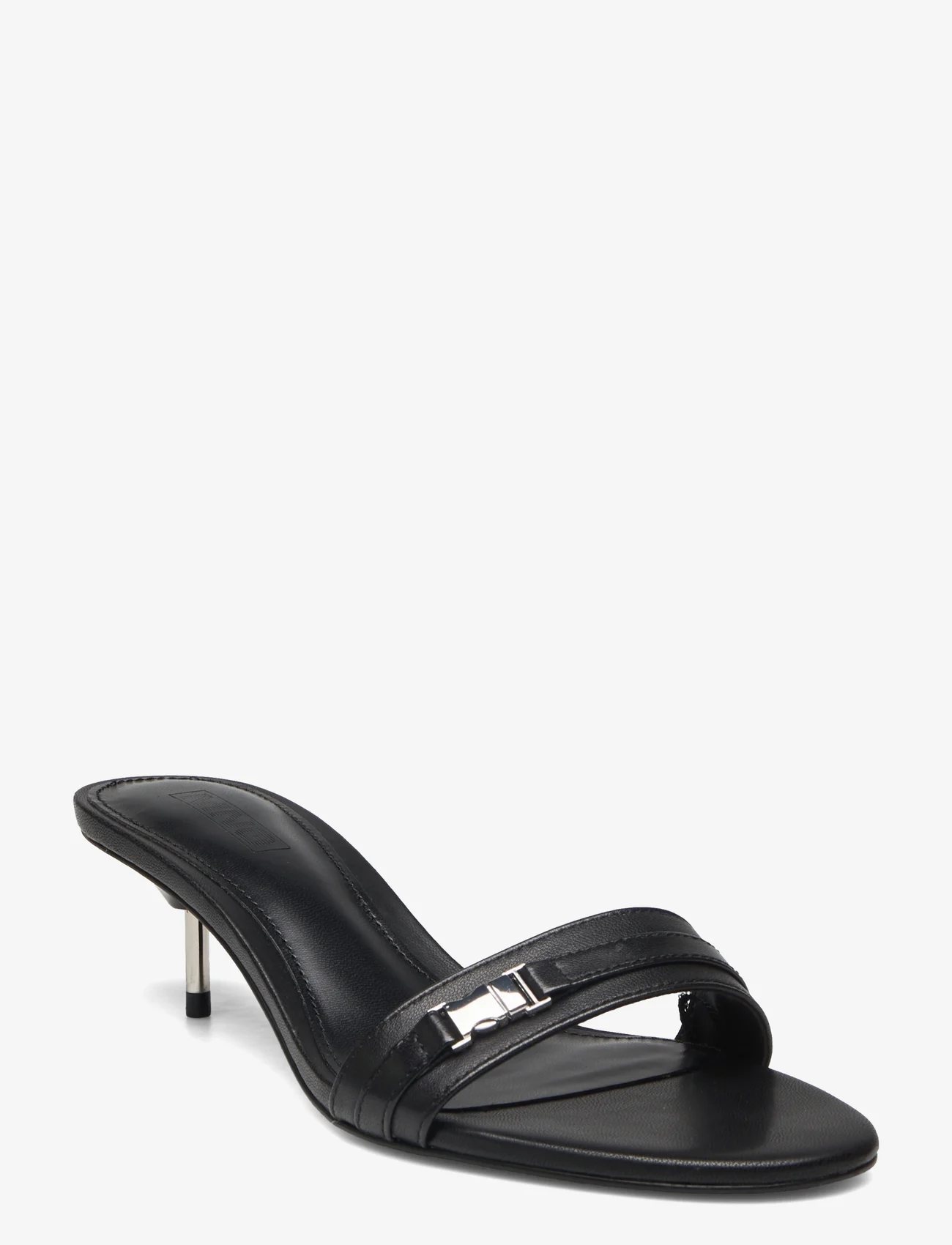 Mango - Leather sandals with metallic heel - festklær til outlet-priser - black - 0