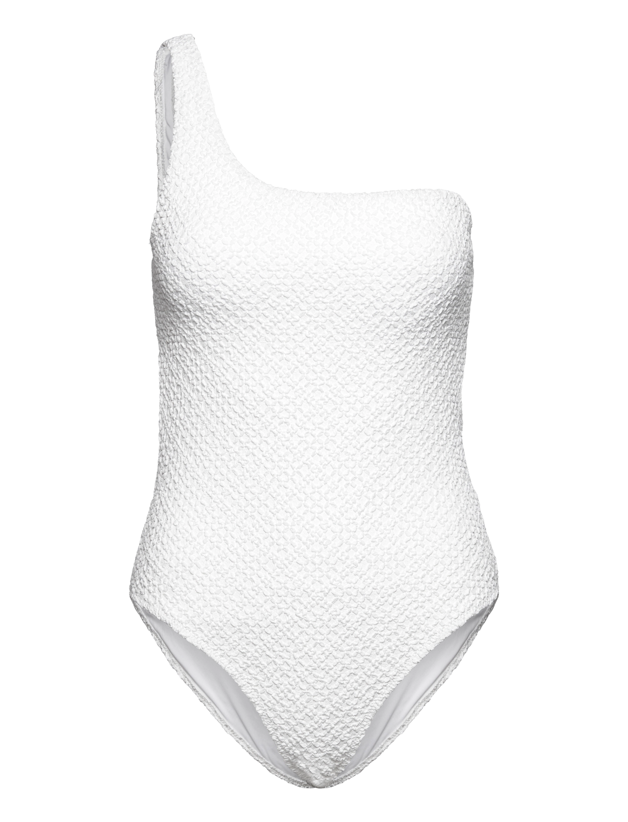 MANGO Asymmetrical Textured Badeanzug Weiß - XS - Damen
