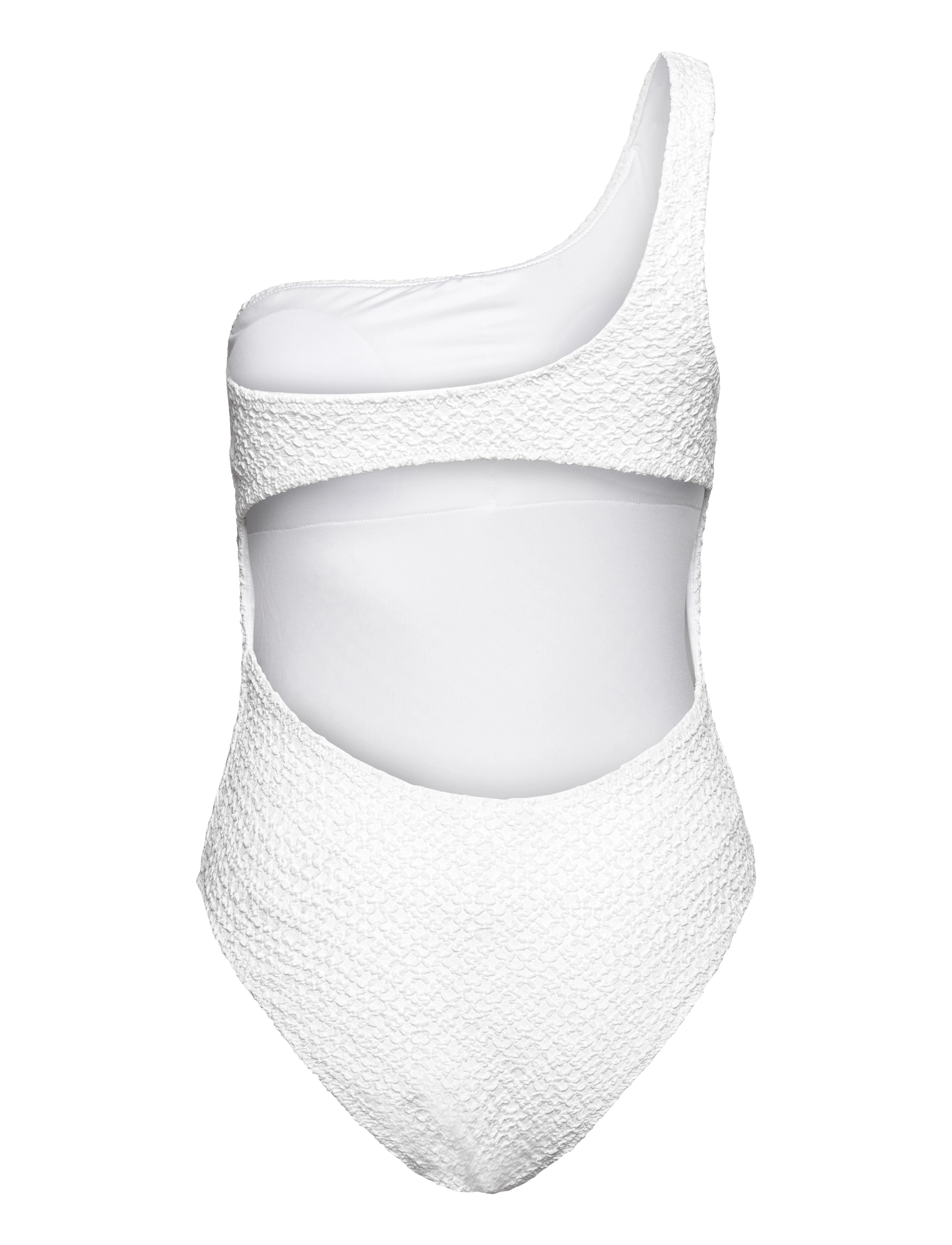 Mango - Asymmetrical textured swimsuit - white - 2