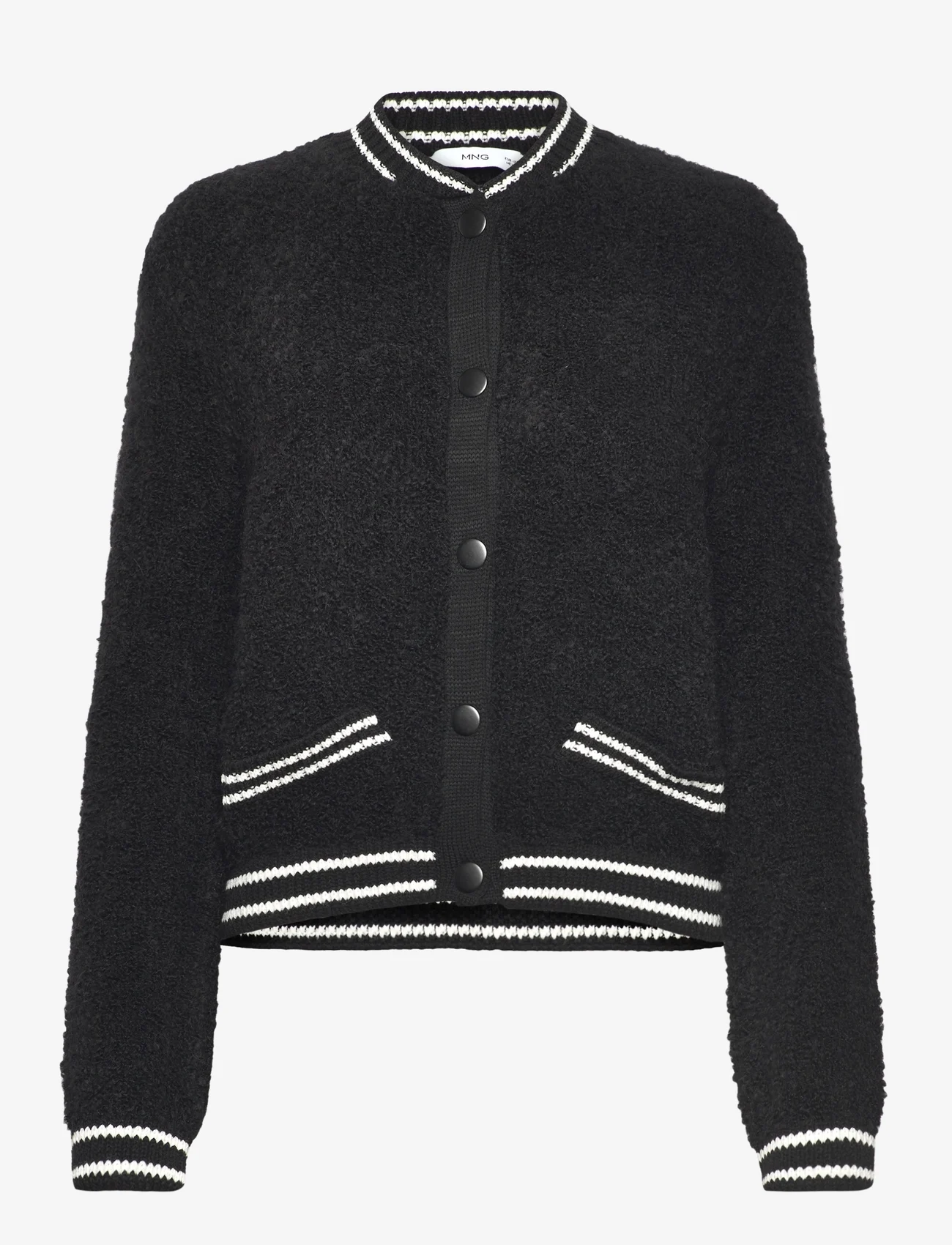 Mango - Knitted bomber jacket - forårsjakker - black - 0