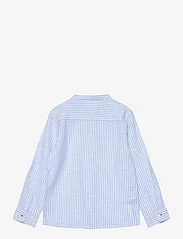 Mango - Striped mandarin-collar linen shirt - langærmede skjorter - lt-pastel blue - 1