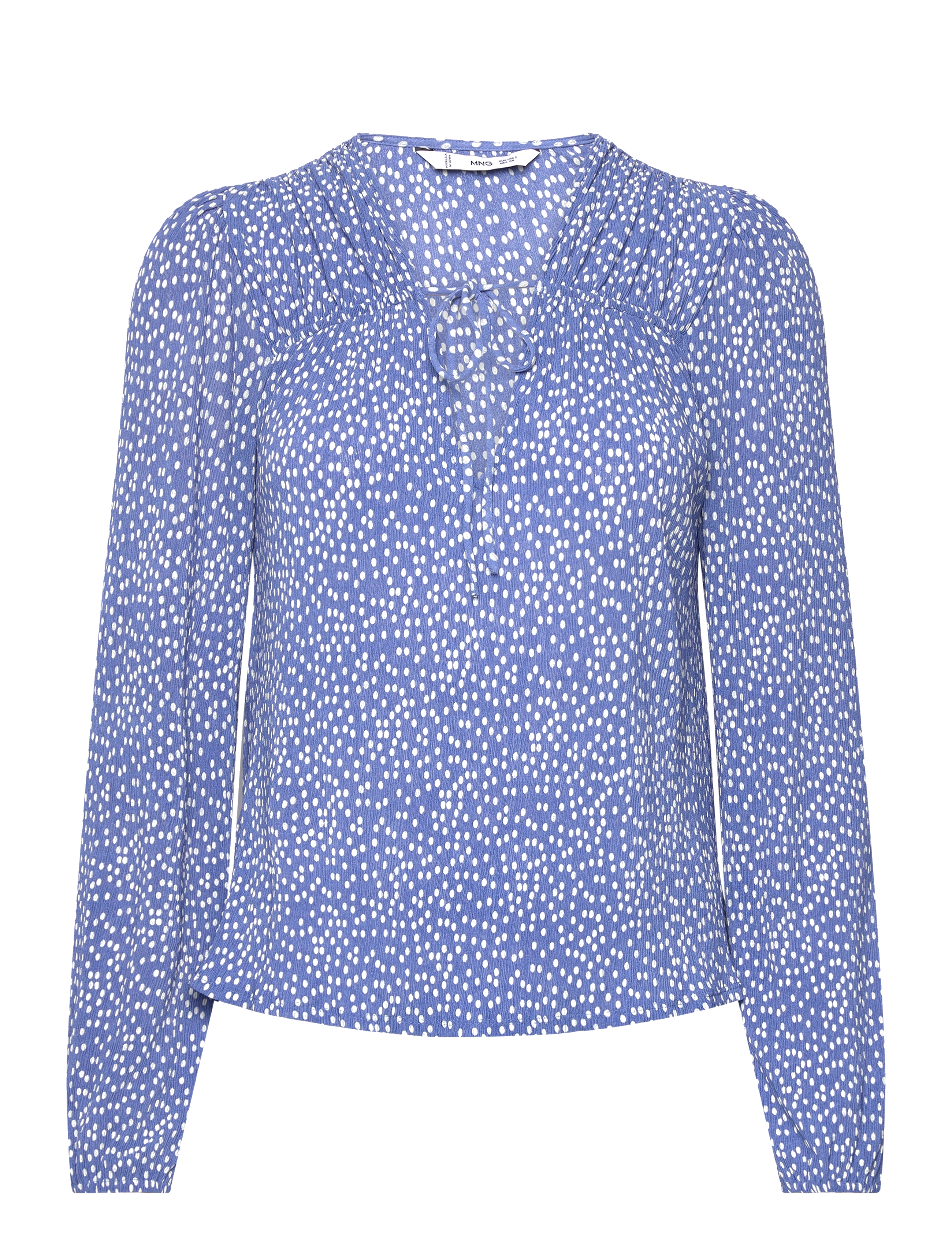 MANGO Bow Printed Bluse Blau - XS - Damen