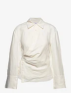 Wrap linen-blend shirt - LIGHT BEIGE