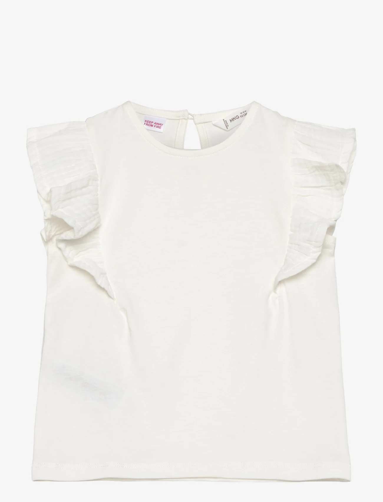Mango - Short-sleeved ruffle t-shirt - tanktops - natural white - 0