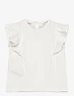 Short-sleeved ruffle t-shirt - NATURAL WHITE