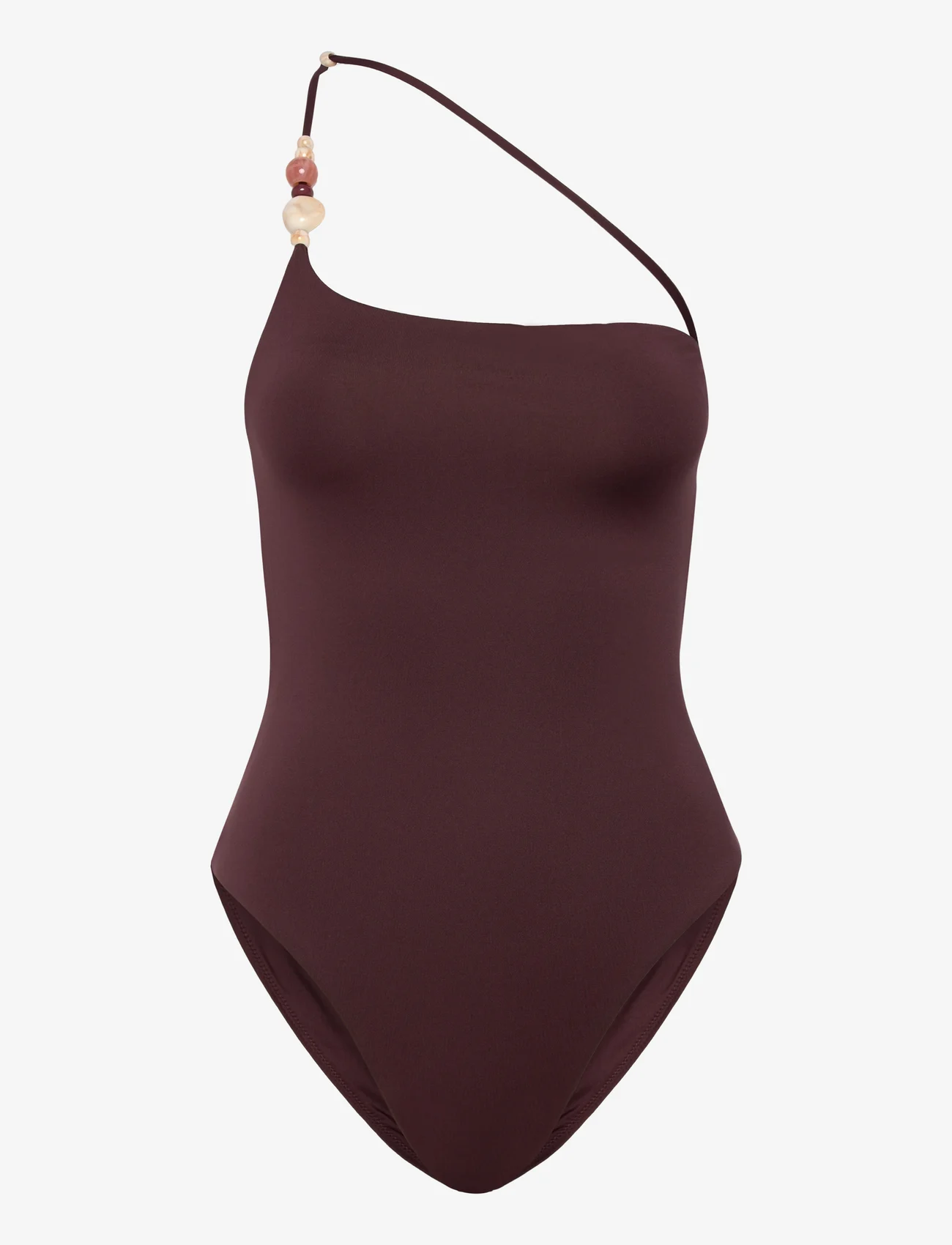 Mango - Asymmetric swimming costume beads - uimapuvut - dark brown - 1