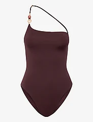 Mango - Asymmetric swimming costume beads - uimapuvut - dark brown - 1
