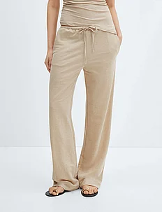 Wideleg trousers with elastic waist, Mango