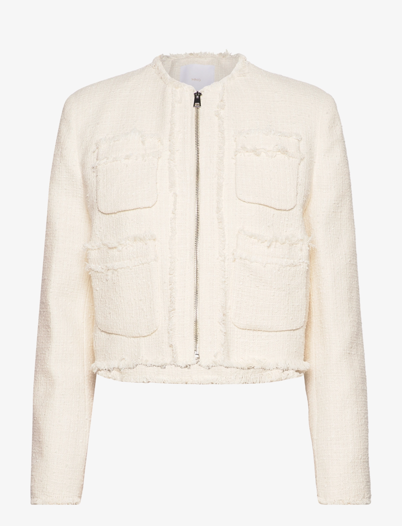 Mango Tweed jacket with zip - Jacken - WHITE / cream