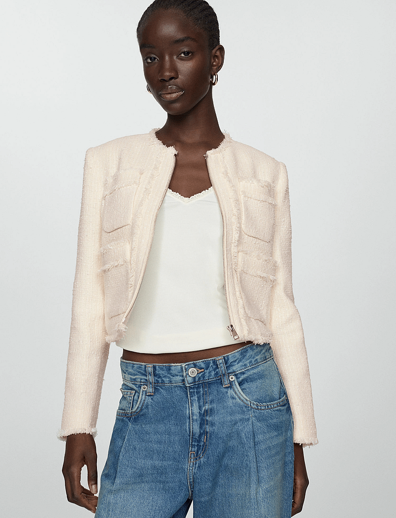 Mango Tweed Jacket With Zip – leichte jacken – einkaufen bei Booztlet