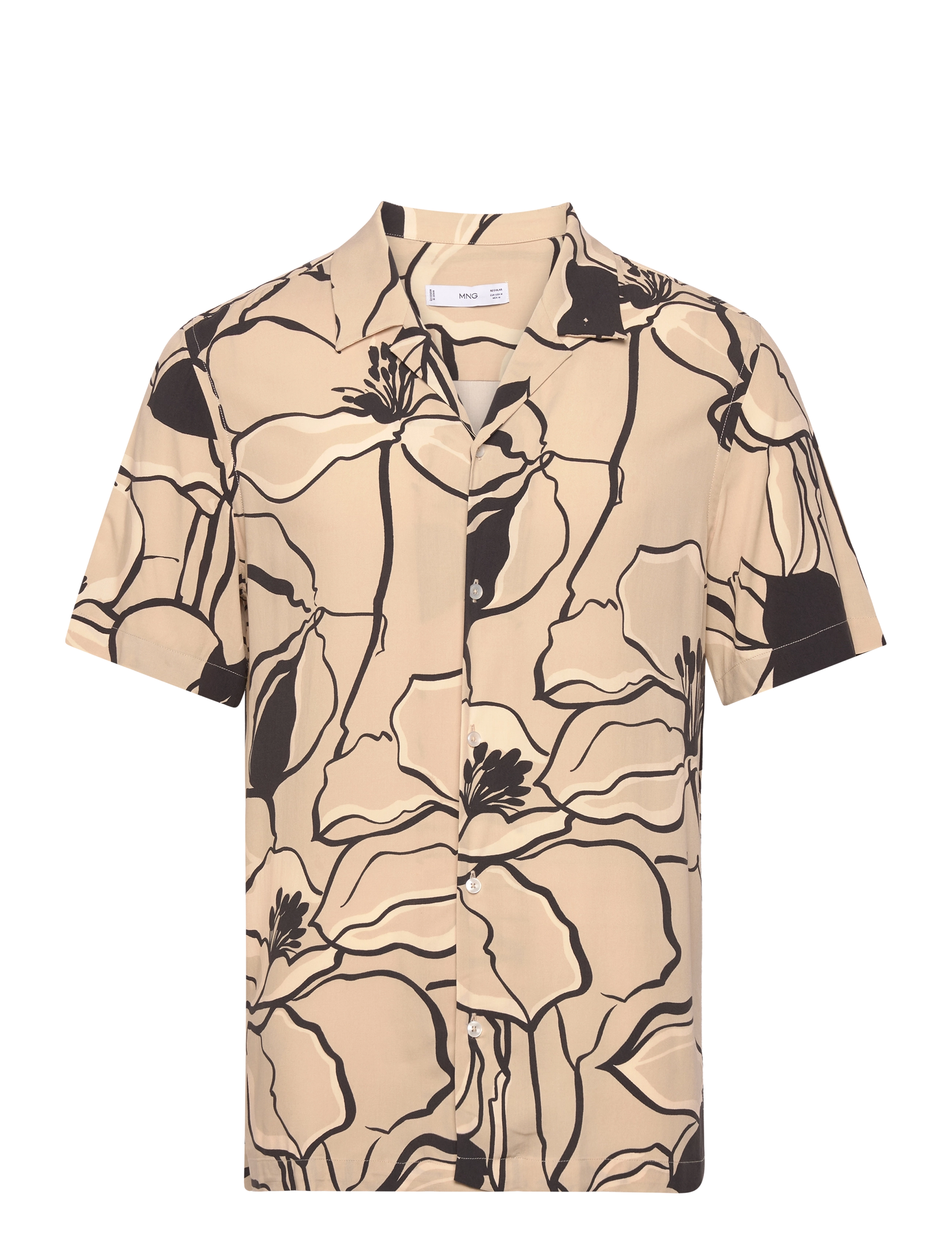 Printed fluid regular-fit shirt - NATURAL