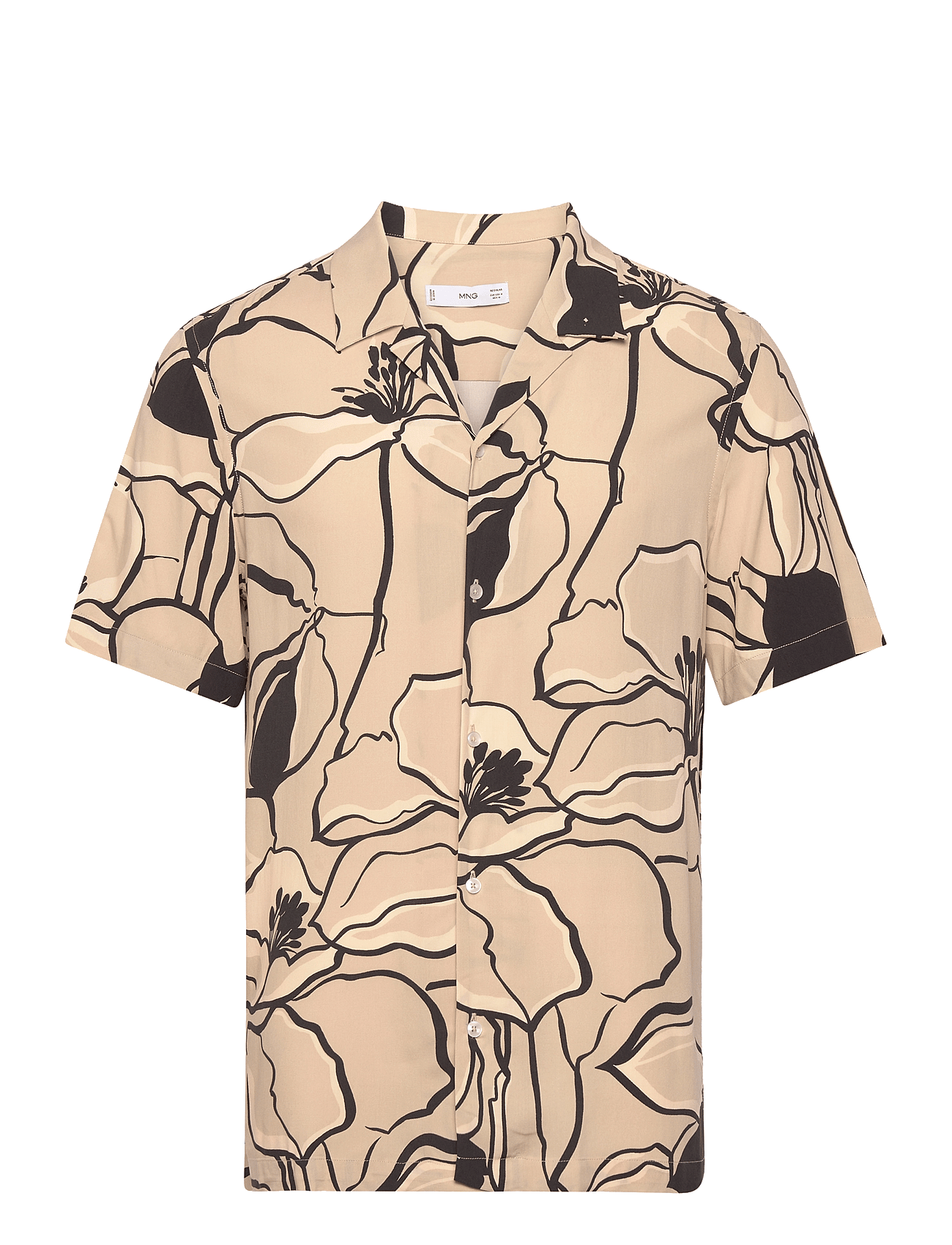 Printed fluid regular-fit shirt - NATURAL