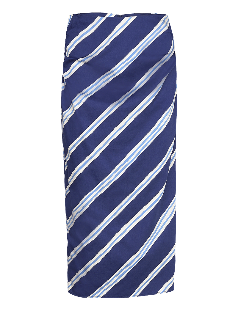 Mango - Slit striped skirt - midi kjolar - medium blue - 0