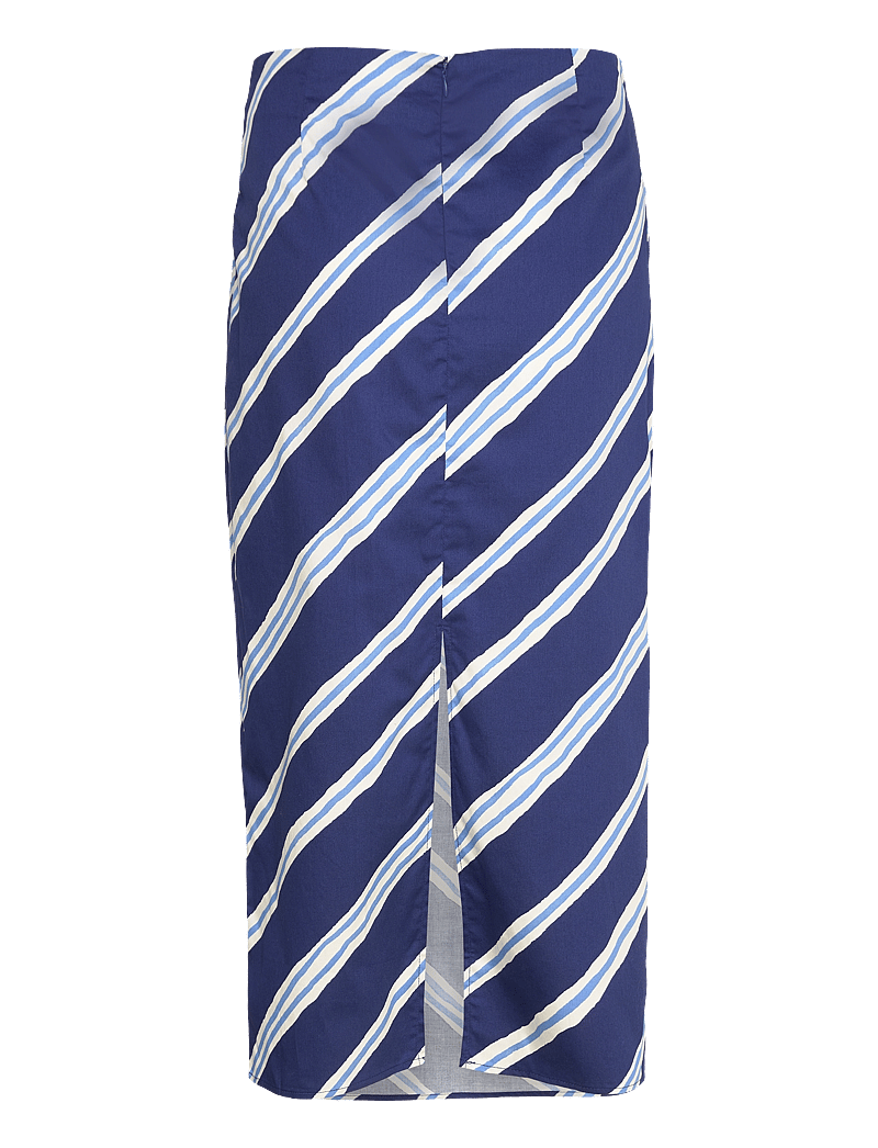 Mango - Slit striped skirt - midi kjolar - medium blue - 1