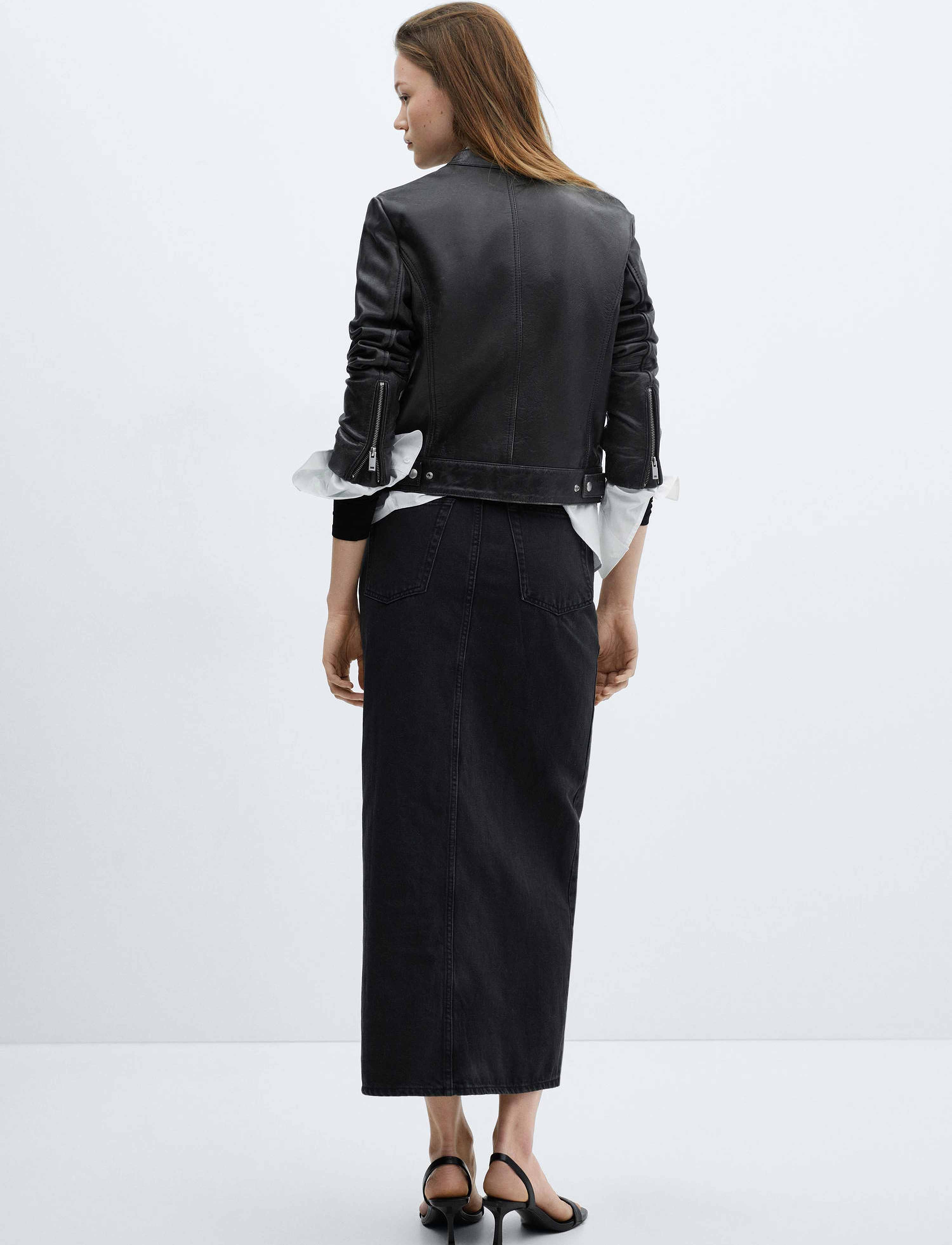 Mango - Slit denim skirt - blyantskjørt - open grey - 3