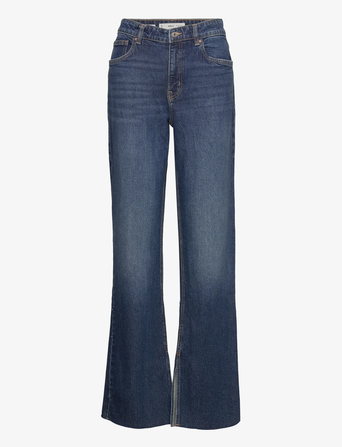 Mango - Medium-rise straight jeans with slits - straight jeans - open blue - 0