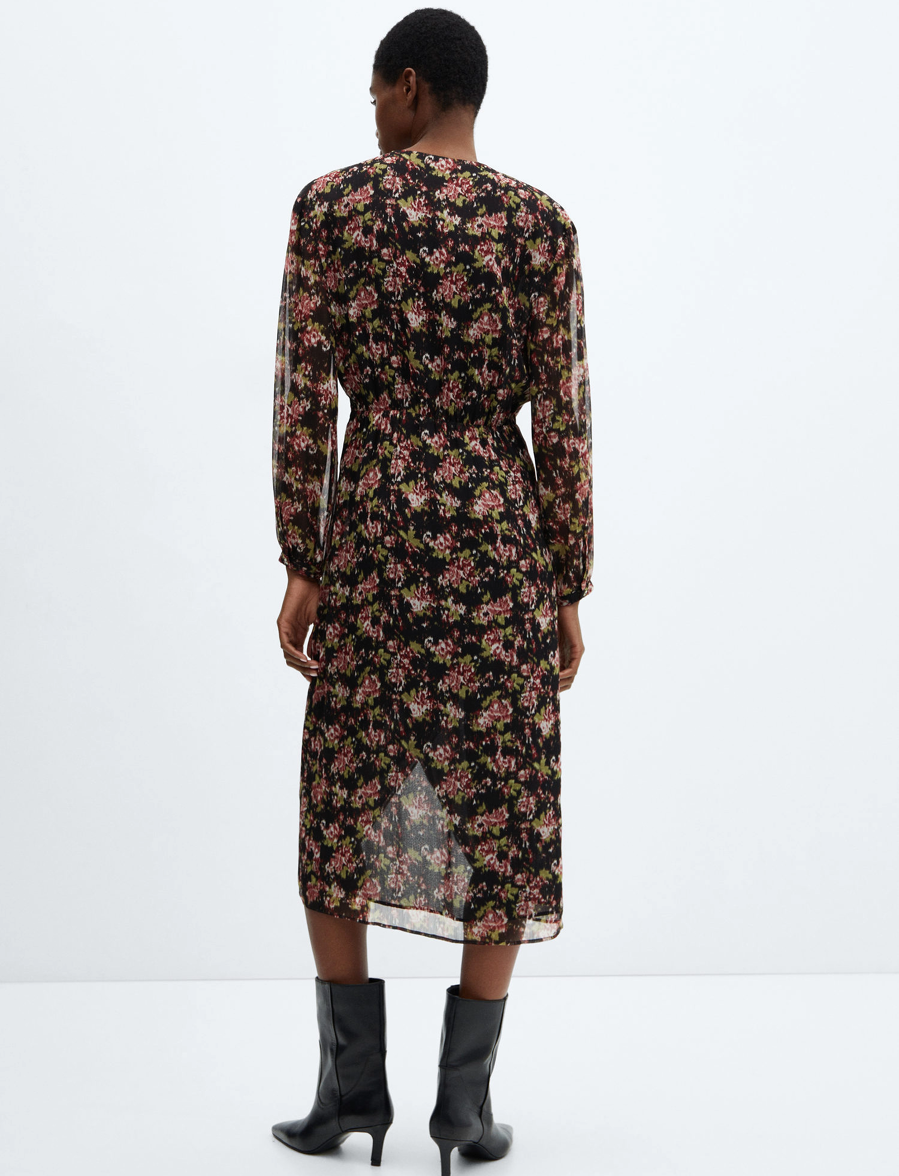 Mango - Knot print dress - midimekot - black - 3