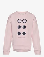 Cotton-blend message sweatshirt - LT-PASTEL PINK