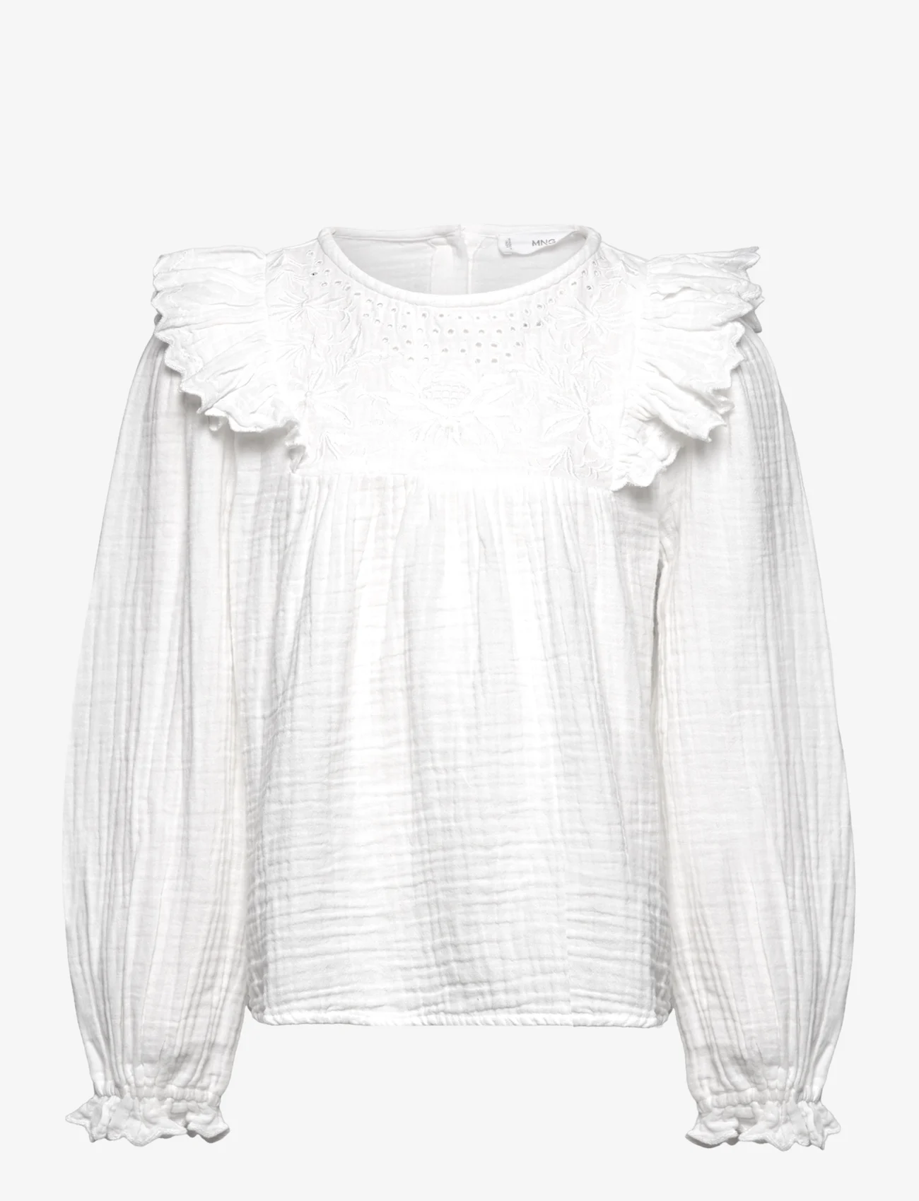 Mango - Ruffled plumeti blouse - sommarfynd - natural white - 0