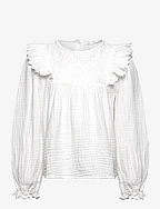Ruffled plumeti blouse - NATURAL WHITE