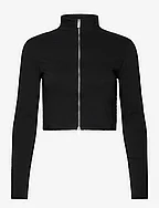 Cropped jacket with zip - BLACK