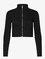 Mango - Cropped jacket with zip - langärmlige tops - black - 1
